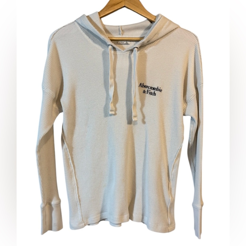 Abercrombie & Fitch soft waffle knit loose drawstring thermal hoodie | Women’s L